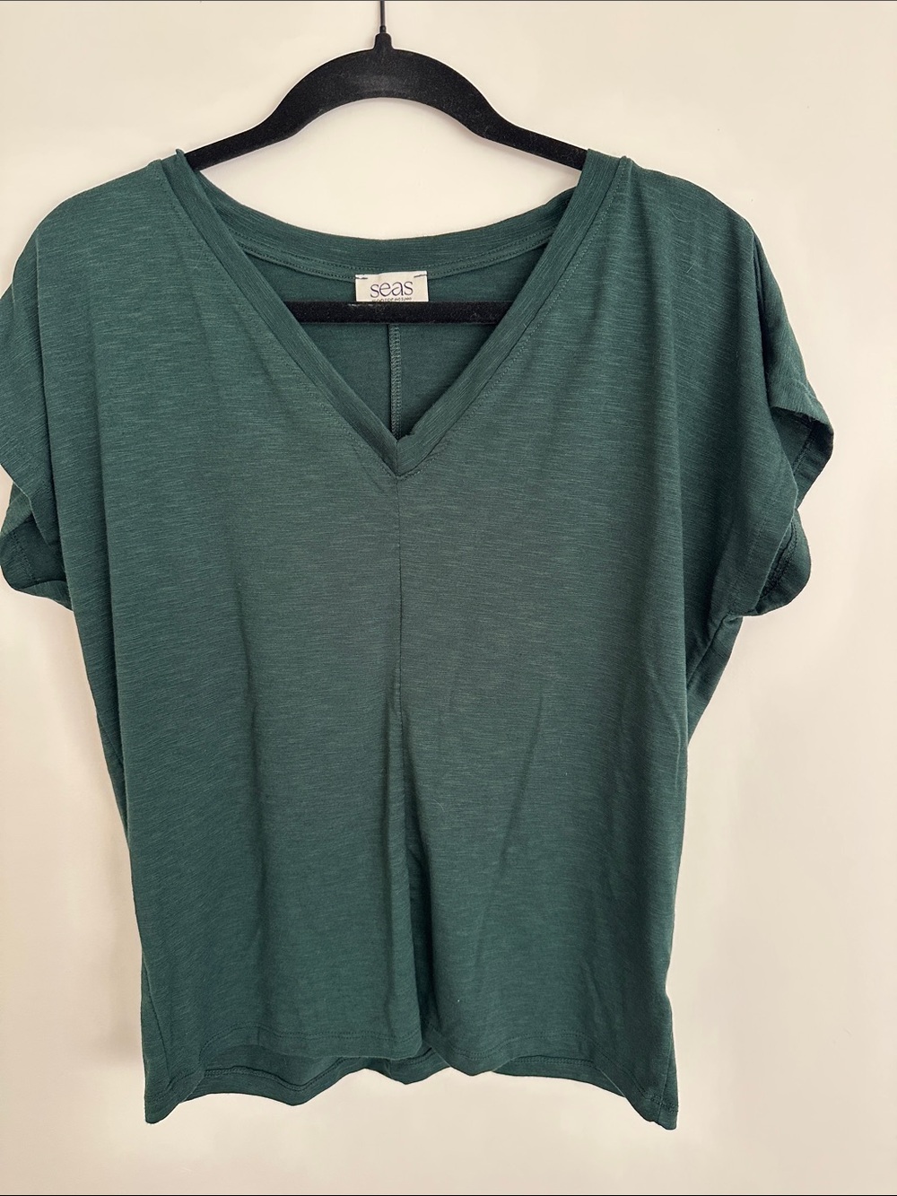 Women's Forest Green V-Neck Short Sleeve Tee - Relaxed Fit